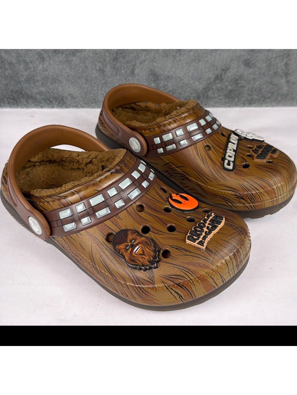 Crocs Kids Star Wars Chewbacca Classic Lined Clog Slippers Espresso Youth size 1
